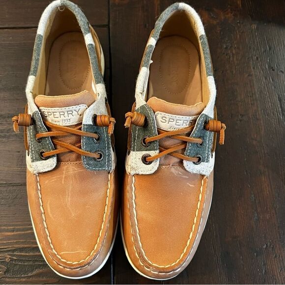 SPERRY Top-sider NEW Leather Tan and Gray size 7.5M - Picture 3 of 8